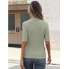 image:imageANRABESS Mock Neck Tops for Women Half Sleeve Ribbed Knit Slim Fit TShirtsSage Green