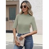image:imageANRABESS Mock Neck Tops for Women Half Sleeve Ribbed Knit Slim Fit TShirtsSage Green