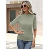image:imageANRABESS Mock Neck Tops for Women Half Sleeve Ribbed Knit Slim Fit TShirtsSage Green