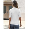 image:imageANRABESS Mock Neck Tops for Women Half Sleeve Ribbed Knit Slim Fit TShirtsWhite