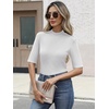 image:imageANRABESS Mock Neck Tops for Women Half Sleeve Ribbed Knit Slim Fit TShirtsWhite