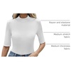 image:imageANRABESS Mock Neck Tops for Women Half Sleeve Ribbed Knit Slim Fit TShirtsWhite