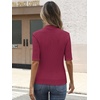image:imageANRABESS Mock Neck Tops for Women Half Sleeve Ribbed Knit Slim Fit TShirtsWine Red