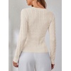 image:imageANRABESS Sweaters for Women Fall Long Sleeve Cable Knit Fitted PulloverApricot