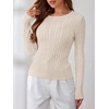 image:imageANRABESS Sweaters for Women Fall Long Sleeve Cable Knit Fitted PulloverApricot