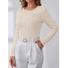 image:imageANRABESS Sweaters for Women Fall Long Sleeve Cable Knit Fitted PulloverApricot