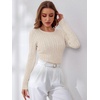 image:imageANRABESS Sweaters for Women Fall Long Sleeve Cable Knit Fitted PulloverApricot