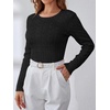 image:imageANRABESS Sweaters for Women Fall Long Sleeve Cable Knit Fitted PulloverBlack