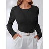 image:imageANRABESS Sweaters for Women Fall Long Sleeve Cable Knit Fitted PulloverBlack