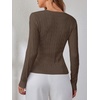 image:imageANRABESS Sweaters for Women Fall Long Sleeve Cable Knit Fitted PulloverCoffee
