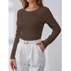 image:imageANRABESS Sweaters for Women Fall Long Sleeve Cable Knit Fitted PulloverCoffee