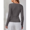 image:imageANRABESS Sweaters for Women Fall Long Sleeve Cable Knit Fitted PulloverDark Grey
