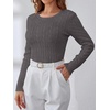 image:imageANRABESS Sweaters for Women Fall Long Sleeve Cable Knit Fitted PulloverDark Grey