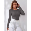 image:imageANRABESS Sweaters for Women Fall Long Sleeve Cable Knit Fitted PulloverDark Grey