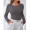 image:imageANRABESS Sweaters for Women Fall Long Sleeve Cable Knit Fitted PulloverDark Grey