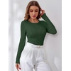 image:imageANRABESS Sweaters for Women Fall Long Sleeve Cable Knit Fitted PulloverDeep Green