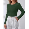 image:imageANRABESS Sweaters for Women Fall Long Sleeve Cable Knit Fitted PulloverDeep Green