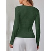 image:imageANRABESS Sweaters for Women Fall Long Sleeve Cable Knit Fitted PulloverDeep Green