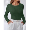 image:imageANRABESS Sweaters for Women Fall Long Sleeve Cable Knit Fitted PulloverDeep Green