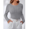 image:imageANRABESS Sweaters for Women Fall Long Sleeve Cable Knit Fitted PulloverGrey