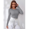 image:imageANRABESS Sweaters for Women Fall Long Sleeve Cable Knit Fitted PulloverGrey