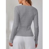 image:imageANRABESS Sweaters for Women Fall Long Sleeve Cable Knit Fitted PulloverGrey