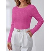 image:imageANRABESS Sweaters for Women Fall Long Sleeve Cable Knit Fitted PulloverHot Pink