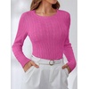image:imageANRABESS Sweaters for Women Fall Long Sleeve Cable Knit Fitted PulloverHot Pink