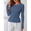 image:imageANRABESS Sweaters for Women Fall Long Sleeve Cable Knit Fitted PulloverIndigo