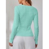image:imageANRABESS Sweaters for Women Fall Long Sleeve Cable Knit Fitted PulloverLake