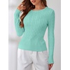 image:imageANRABESS Sweaters for Women Fall Long Sleeve Cable Knit Fitted PulloverLake