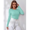 image:imageANRABESS Sweaters for Women Fall Long Sleeve Cable Knit Fitted PulloverLake