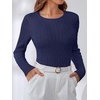image:imageANRABESS Sweaters for Women Fall Long Sleeve Cable Knit Fitted PulloverNavy Blue