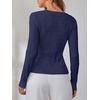 image:imageANRABESS Sweaters for Women Fall Long Sleeve Cable Knit Fitted PulloverNavy Blue
