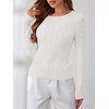 image:imageANRABESS Sweaters for Women Fall Long Sleeve Cable Knit Fitted PulloverOff Cream White