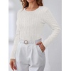 image:imageANRABESS Sweaters for Women Fall Long Sleeve Cable Knit Fitted PulloverOff Cream White