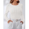 image:imageANRABESS Sweaters for Women Fall Long Sleeve Cable Knit Fitted PulloverOff Cream White