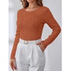 image:imageANRABESS Sweaters for Women Fall Long Sleeve Cable Knit Fitted PulloverRust