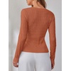 image:imageANRABESS Sweaters for Women Fall Long Sleeve Cable Knit Fitted PulloverRust