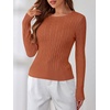 image:imageANRABESS Sweaters for Women Fall Long Sleeve Cable Knit Fitted PulloverRust