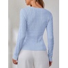 image:imageANRABESS Sweaters for Women Fall Long Sleeve Cable Knit Fitted PulloverSky Blue