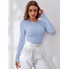 image:imageANRABESS Sweaters for Women Fall Long Sleeve Cable Knit Fitted PulloverSky Blue