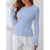 image:imageANRABESS Sweaters for Women Fall Long Sleeve Cable Knit Fitted PulloverSky Blue