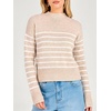 image:imageANRABESS Womens Long Sleeve Lightweight Mock Neck Fall SweatersBeige White Striped