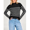 image:imageANRABESS Womens Long Sleeve Lightweight Mock Neck Fall SweatersBlack White Striped