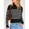 image:imageANRABESS Womens Long Sleeve Lightweight Mock Neck Fall SweatersBlack White Striped