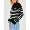 image:imageANRABESS Womens Long Sleeve Lightweight Mock Neck Fall SweatersBlack White Striped
