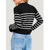 image:imageANRABESS Womens Long Sleeve Lightweight Mock Neck Fall SweatersBlack White Striped