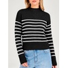 image:imageANRABESS Womens Long Sleeve Lightweight Mock Neck Fall SweatersBlack White Striped