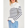 image:imageANRABESS Womens Long Sleeve Lightweight Mock Neck Fall SweatersWhite Navy Blue Striped